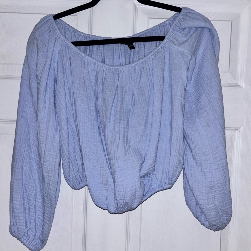 Light Blue off the shoulder long sleeve Express shirt